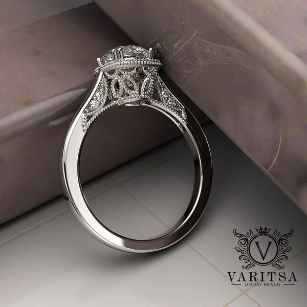 1.25ct Brilliant Cut Diamond Gold Halo Engagement Ring - 03US41